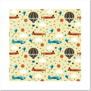 Flying Planes Seamless Pattern Posters and Art